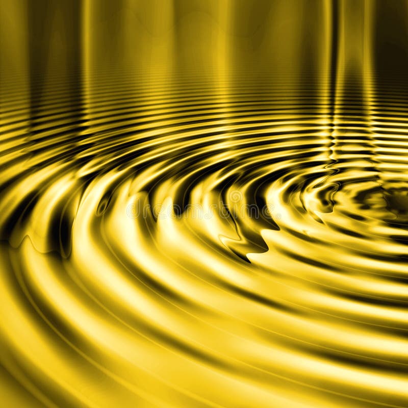 Swirling shiny and silky smooth metallic liquid gold ripples background.