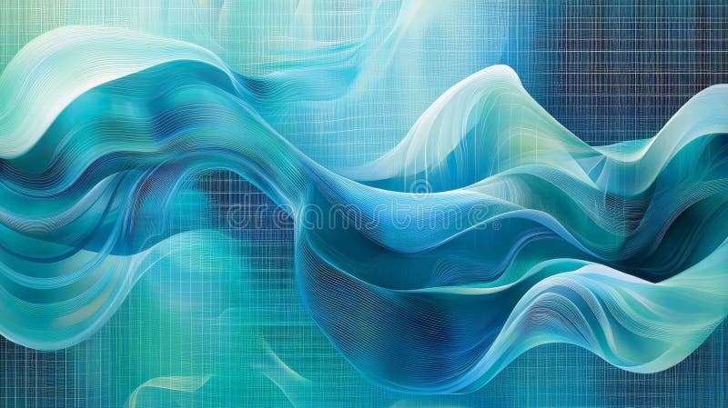 Liquid Gradient Waves in Soothing Blues and Greens, Smoothly Curving