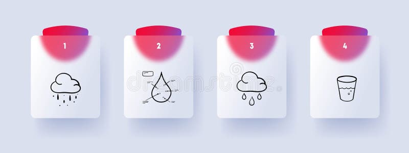 Liquid line icon. Clouds, rain, hail, glass, drop, water, sea. Pastel color background. Vector line icon for business