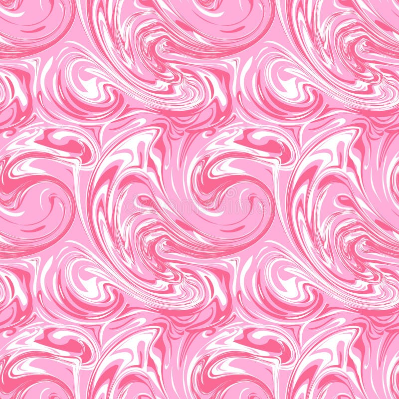 Liquid, marble, fluid, ink, water abstract texture vector pattern pink and white color background. Hand drawn vector illustration