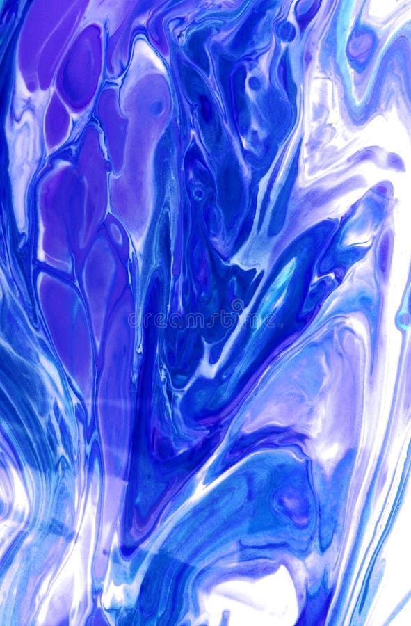 Liquid marbling blue paint texture. Fluid art. Grunge acrylic paint stains. Marbled blue brushstrokes and streaks