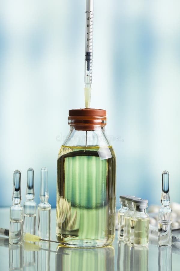 Liquid Medicine, Ampoules, Syringes with Needles Stock Image Image of
