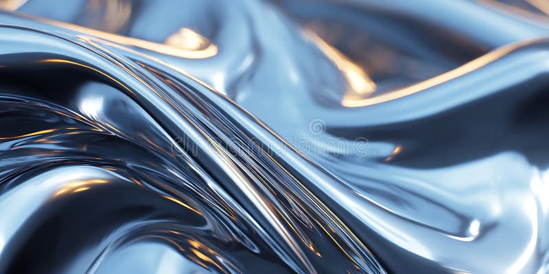 Liquid Metal Abstract Shimmering Blue Texture stock illustration