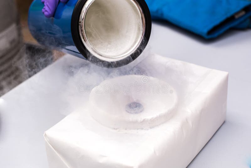Liquid Nitrogen Poured for an Experiment Stock Image Image of