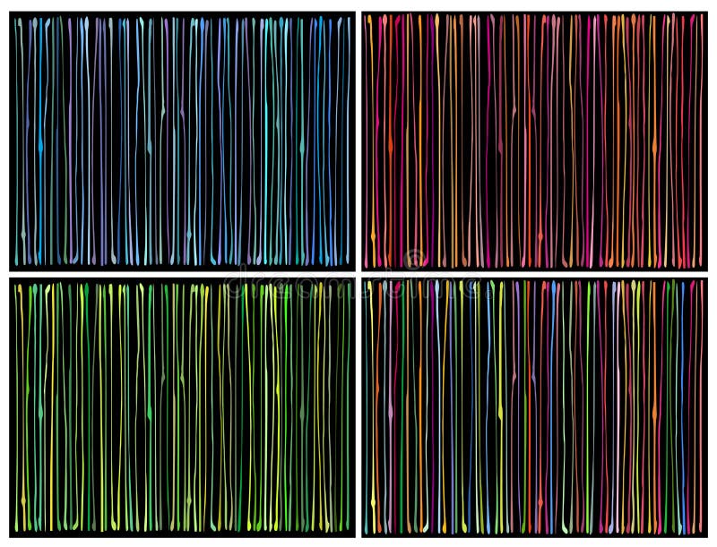 Liquid Organic Stripe Lines Pattern in Multiple Color Over White Stock