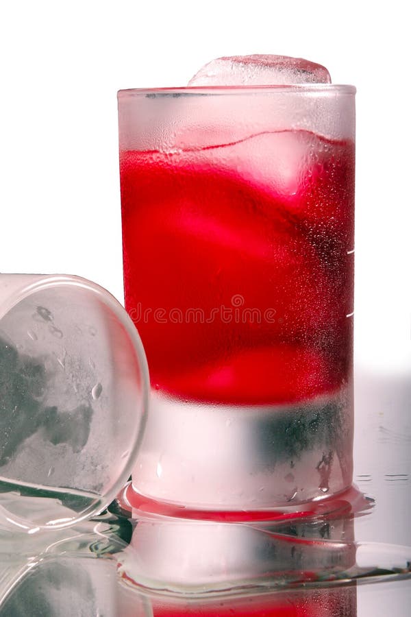 Liquor with ice cubes