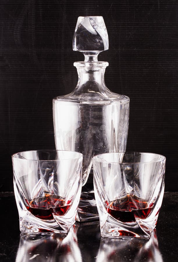 Liquor in Perfect Elegant Glasses and Bottle Stock Photo Image of