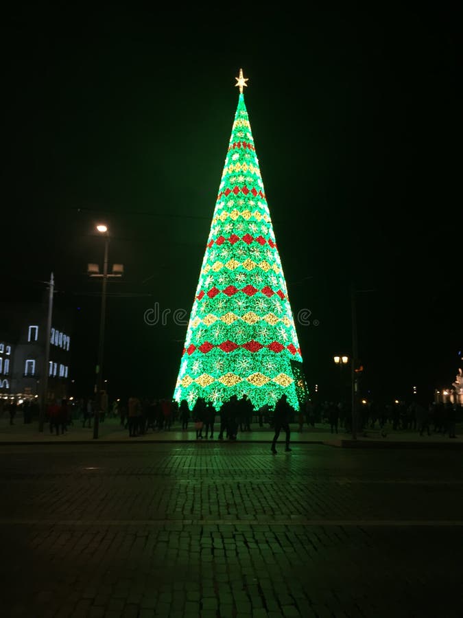 Lisbon Christmas tree stock image. Image of lights, downtown 133350235