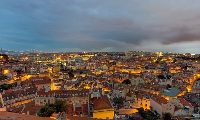 Lisbon in Portugal at dawn stock photos