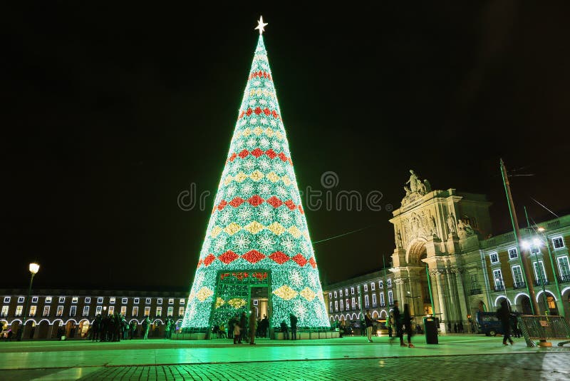 LISBON, PORTUGAL â€“ December12, 2018 Christmas Tree on Commerce