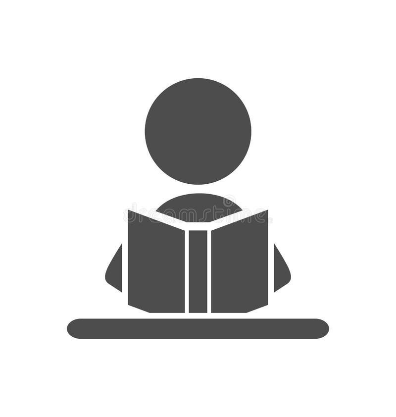 Lisez le pictogramme plat d'icône d'homme de livre d'isolement sur le blanc illustration de vecteur Lisez le pictogramme plat d'icône d'homme de livre d'isolement sur le blanc illustration de vecteur