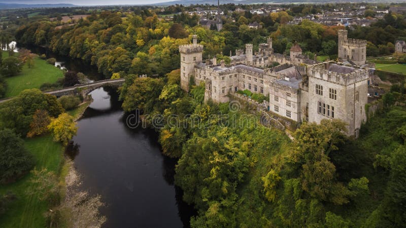 Aerial view. Lismore castle and gardens. county Waterford. Ireland. Aerial view. Lismore castle and gardens. county Waterford. Ireland