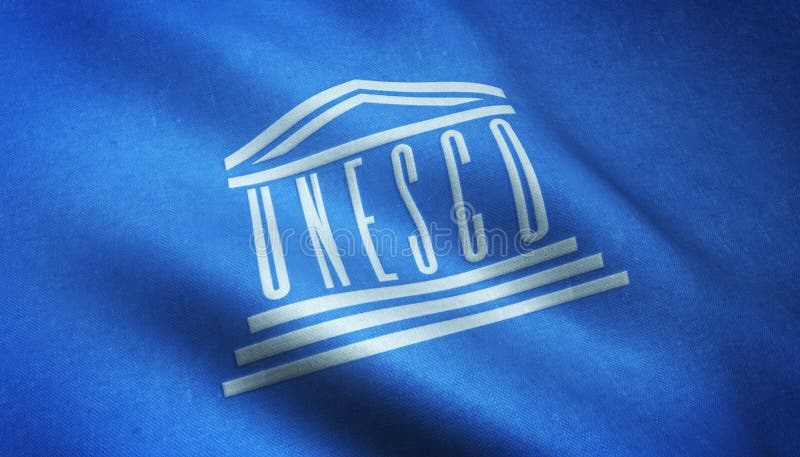 Realistic flag of Unesco waving with highly detailed fabric texture. Realistic flag of Unesco waving with highly detailed fabric texture.