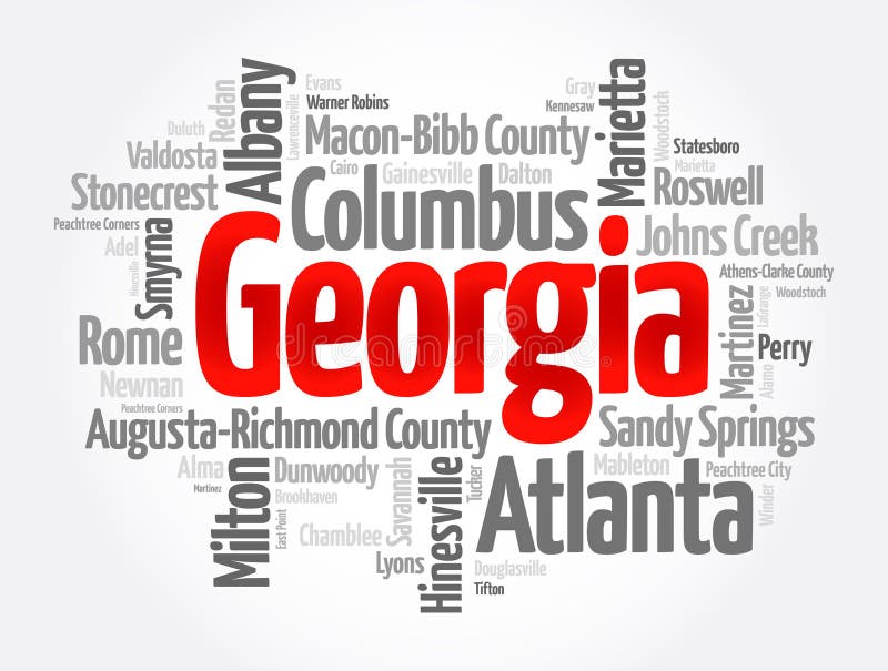 List of Cities in USA State, Word Cloud Concept Background