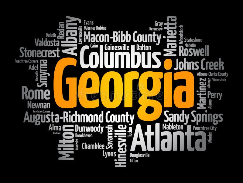 List of Cities in USA State, Word Cloud Concept Background