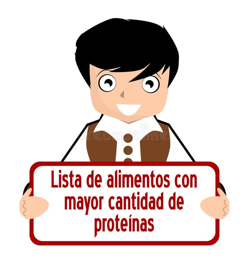 List of Highest Protein Foods, Spanish, Isolated. Stock Illustration