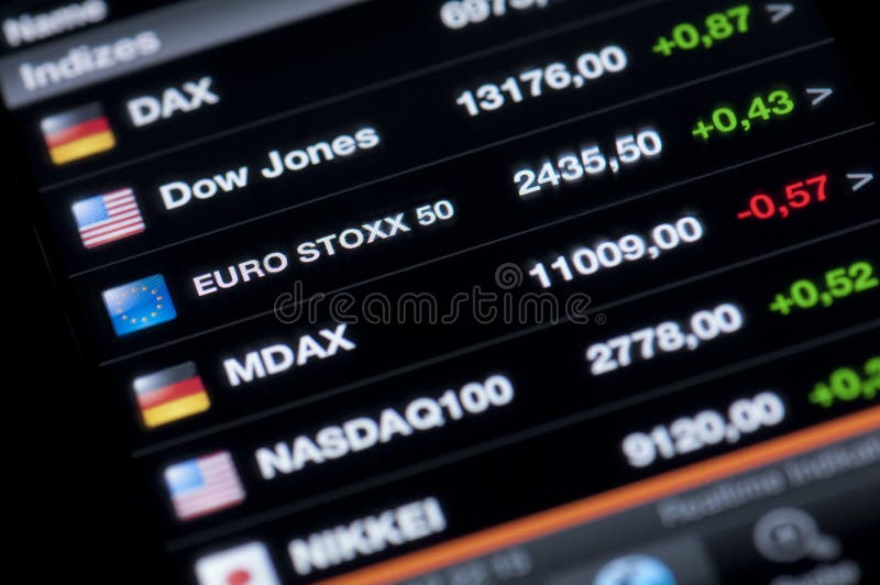 List of stock market indices. Muenster, Germany - August 25, 2012: List of stock market indices on a high resolution LCD screen presented on iPhone 4 Stocks stock photo List of stock market indices. Muenster, Germany - August 25, 2012: List of stock market indices on a high resolution LCD screen presented on iPhone 4 Stocks stock photo