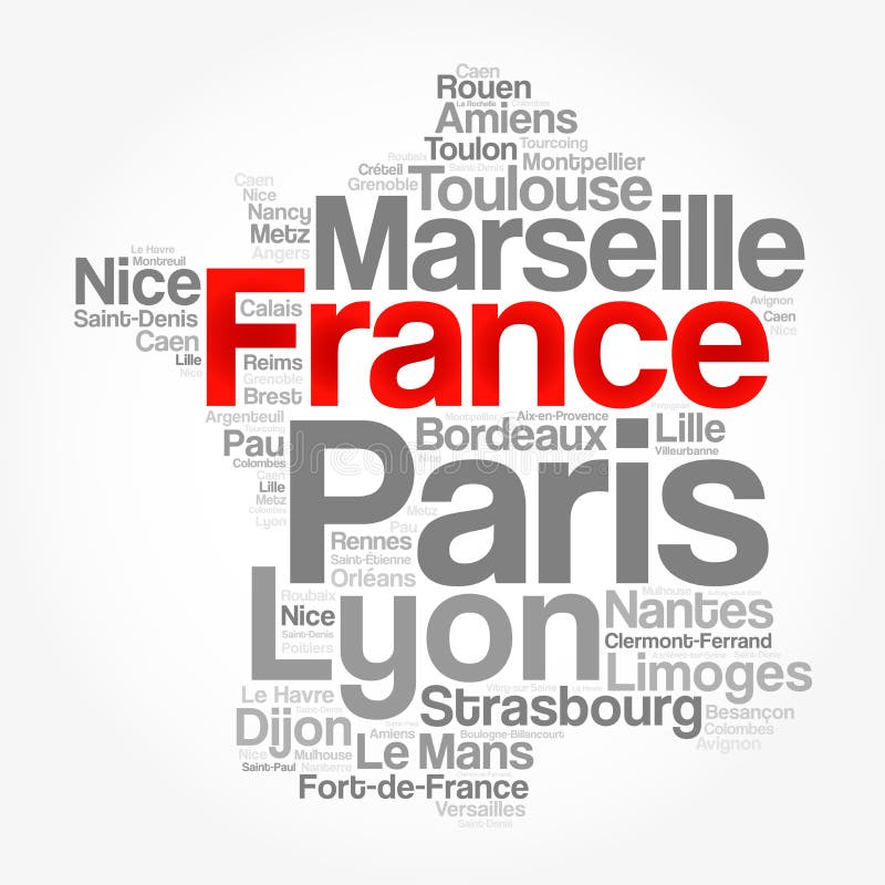 Lista de ciudades y de pueblos en FRANCIA ilustración del vector Lista de ciudades y de pueblos en FRANCIA ilustración del vector