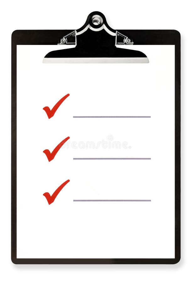 Lista de comprobación en el sujetapapeles imagen de archivo libre de regalías Lista de comprobación en el sujetapapeles imagen de archivo libre de regalías