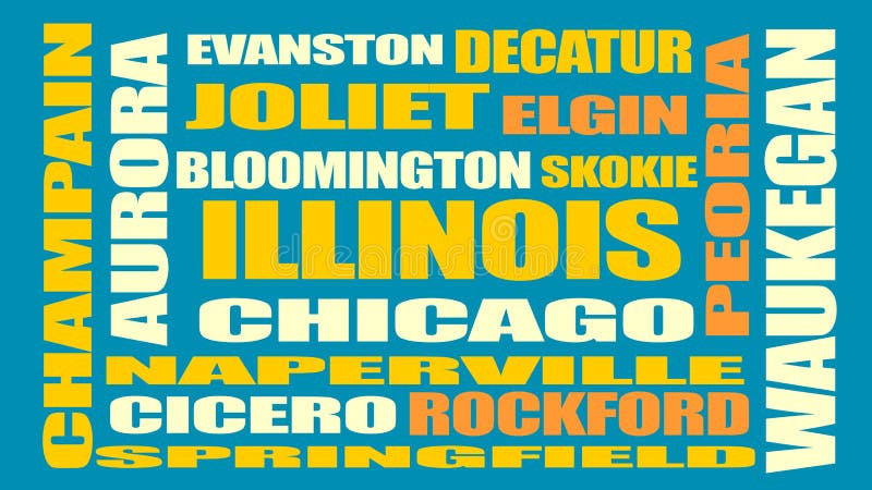 Lista de las ciudades del estado de Illinois stock de ilustración Lista de las ciudades del estado de Illinois stock de ilustración