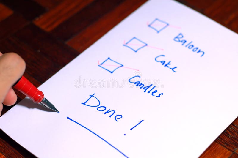 Lista de verificação do partido imagem de stock Lista de verificação do partido imagem de stock
