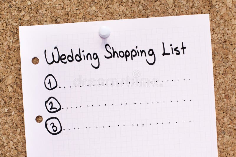Lista di acquisto di nozze fotografia stock libera da diritti Lista di acquisto di nozze fotografia stock libera da diritti
