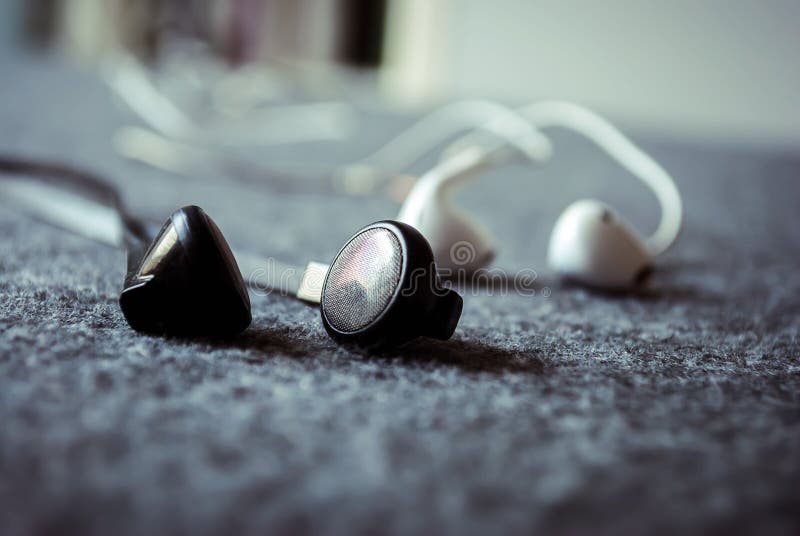 Listen Music with Earphones Stock Photo Image of speakers, macro 92127472