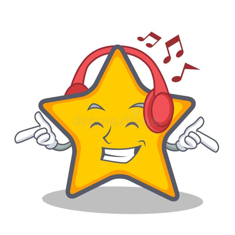 Listening Music Star Character Cartoon Style Stock Vector ...