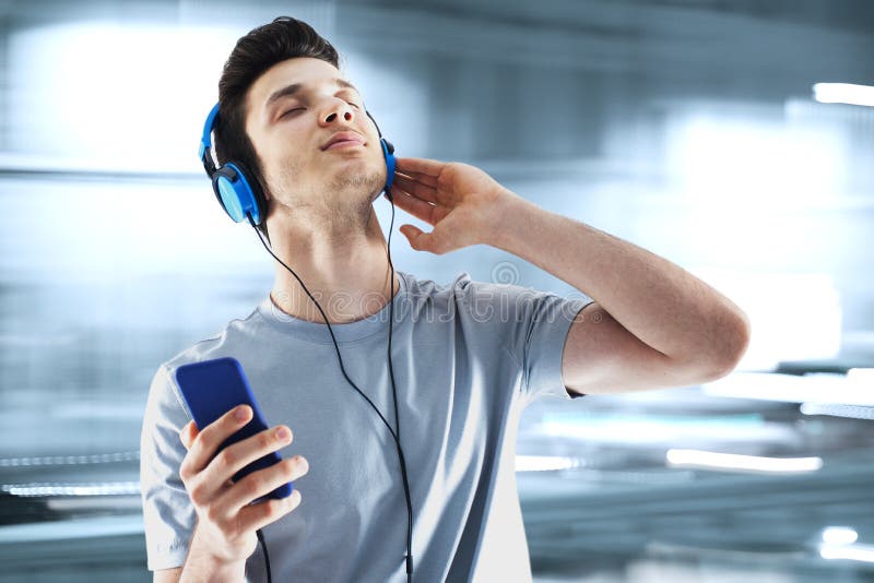 Listening music stock photos