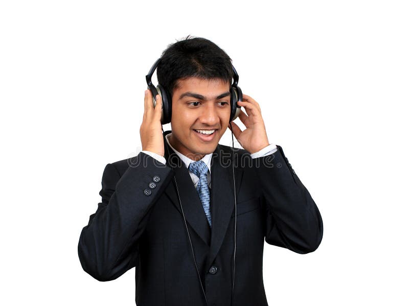 Listening to music royalty free stock photo
