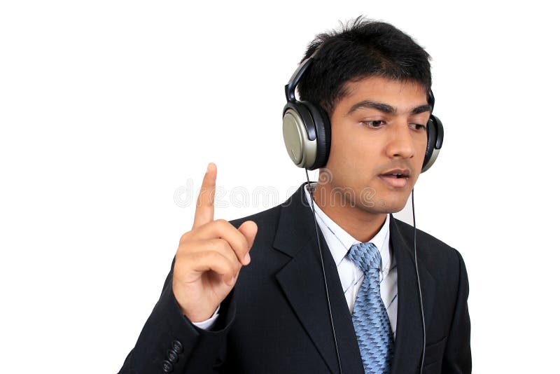 Listening to music stock image