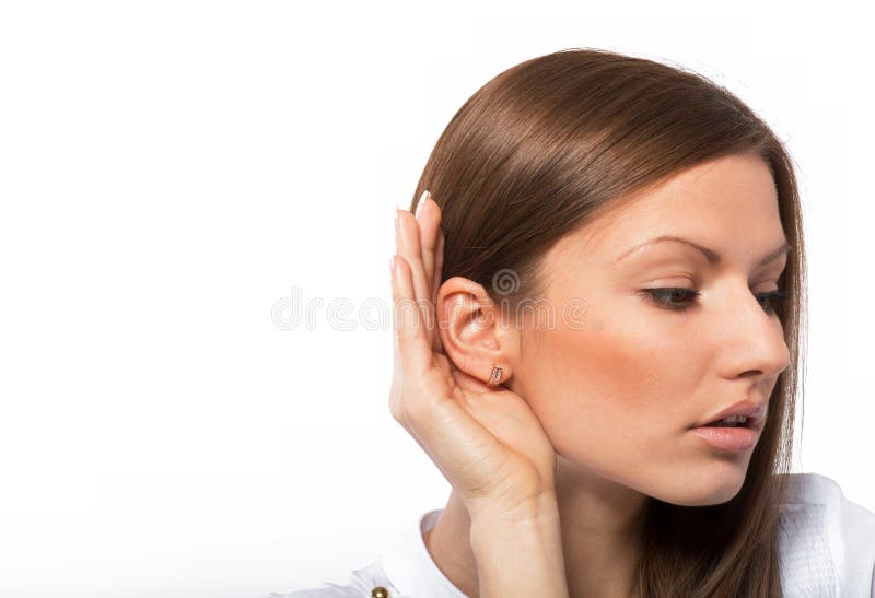 Woman wearing deaf aid stock photo. Image of earmould - 42590562