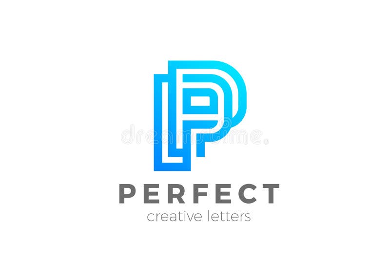 Listowego P logo monograma chrzcielnicy projekta Geometryczny vecto ilustracja wektor