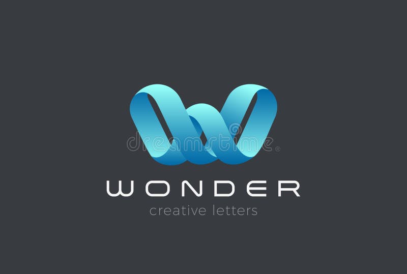 Listowego W logo Tasiemkowego projekta typografii wektorowa chrzcielnica ilustracja wektor