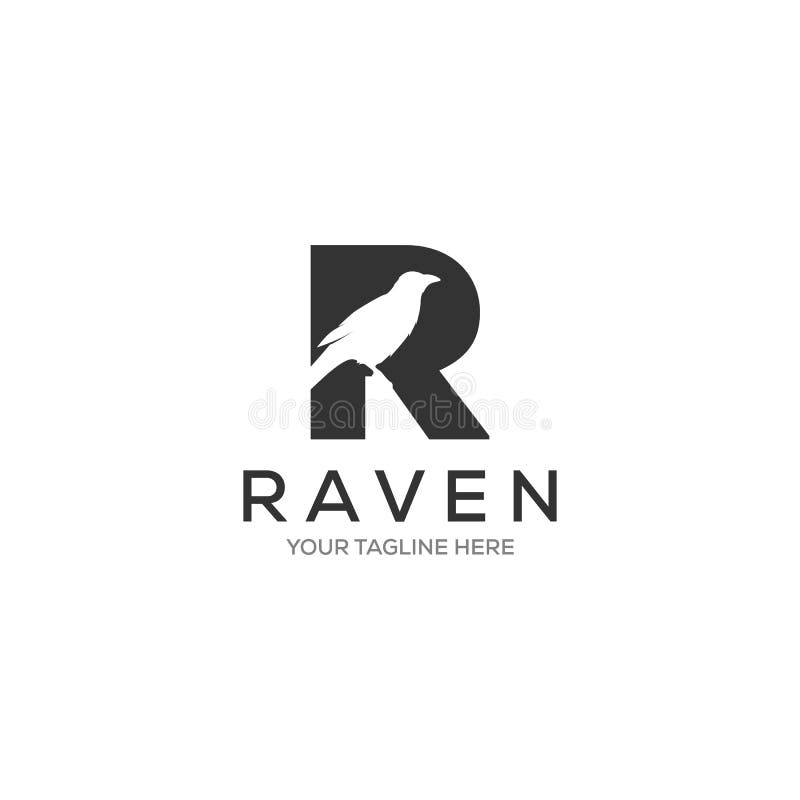 Listowi R kruka logo projekty, minimalistyczny logotyp royalty ilustracja Listowi R kruka logo projekty, minimalistyczny logotyp royalty ilustracja