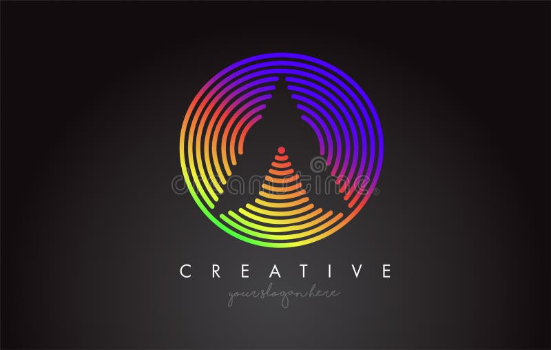 Listowy loga projekt z Kolorowej tęczy Kółkowymi kształtami Vigrant okręgu listu logo ilustracja wektor Listowy loga projekt z Kolorowej tęczy Kółkowymi kształtami Vigrant okręgu listu logo ilustracja wektor