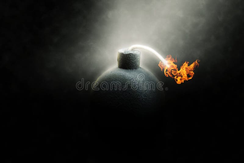 Fuse Burning with Sparkles and Smoke on Black Background Stock Photo -  Image of dangerous, burning: 241717402