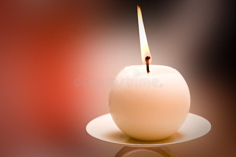 Round Candle and Christmas Tree Ornaments Stock Photo Image of