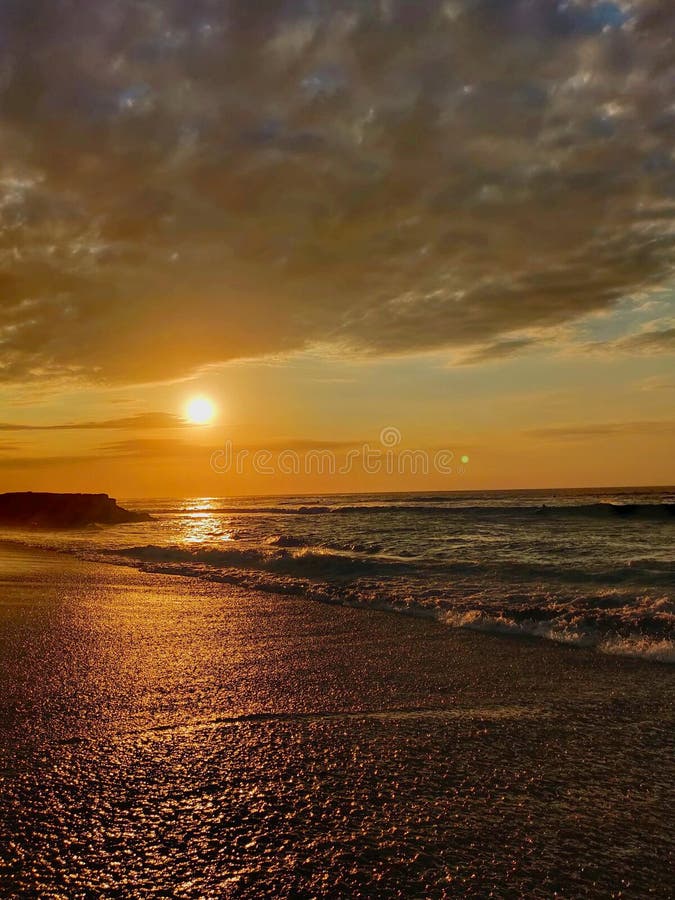 Orange Sunset View Gorgeous Panorama Scenic With Cloud Sky Of Tropical