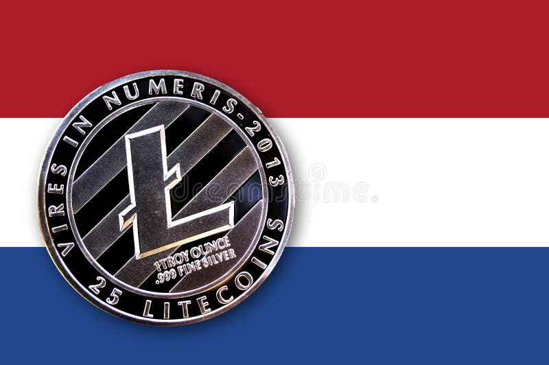 litecoin de la moneda del ejemplo 3D en la bandera de los Países Bajos stock de ilustración litecoin de la moneda del ejemplo 3D en la bandera de los Países Bajos stock de ilustración