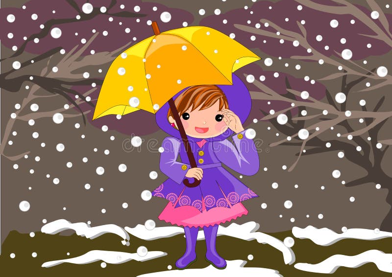 Liten flicka på snöig dag royaltyfri illustrationer Liten flicka på snöig dag royaltyfri illustrationer