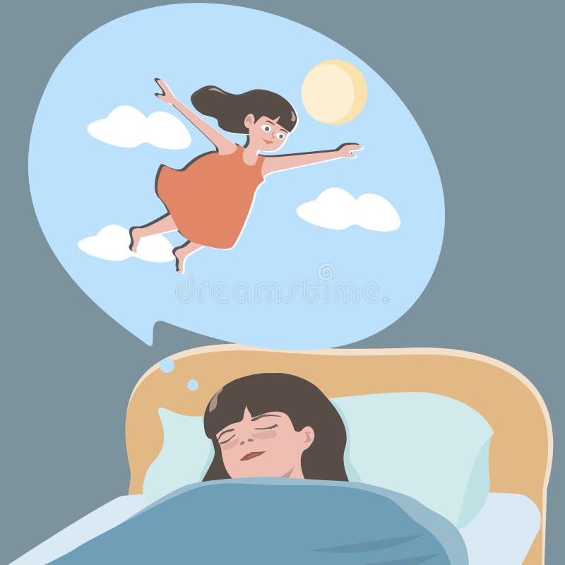 Liten flicka som drömmer om flyg stock illustrationer Liten flicka som drömmer om flyg stock illustrationer