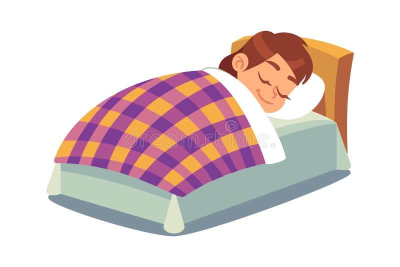 Little girl sleeping in bed. Happy child sleeps under duvet in bedroom, peacefully sleep on mattress, bedtime kids schedule concept, children daily routine vector flat cartoon isolated illustration. Little girl sleeping in bed. Happy child sleeps under duvet in bedroom, peacefully sleep on mattress, bedtime kids schedule concept, children daily routine vector flat cartoon isolated illustration