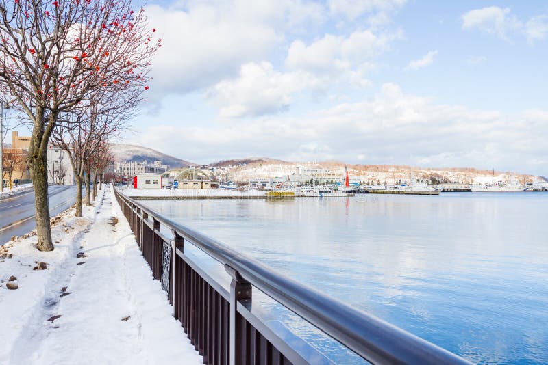 Liten hamn runt om den Otaru staden arkivbild Liten hamn runt om den Otaru staden arkivbild