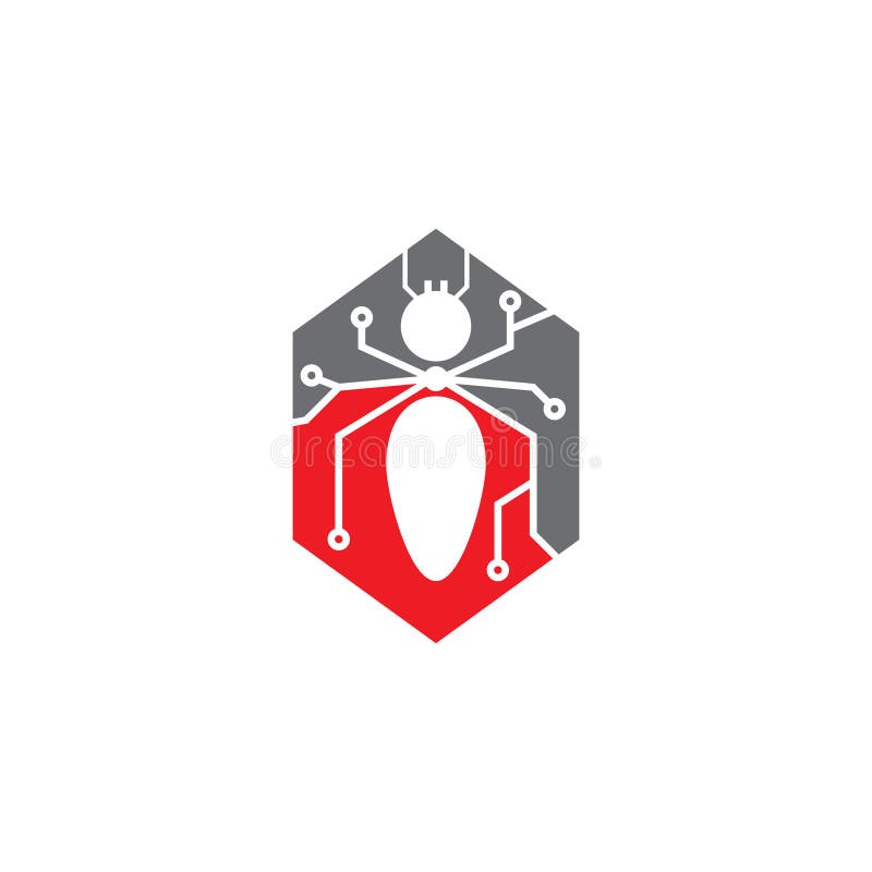 Liten liten liten logotyp för små insektstekniker för datorkretsar vektor illustrationer