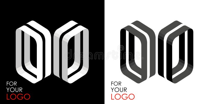 Litera o izometryczna z dwóch perspektyw. z linii pasków. szablon do tworzenia symboli logo. czarny i ilustracji