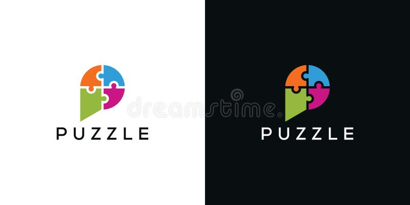 Literă inițială p logo puzzle design design autism vector grafic concept vector illustration
