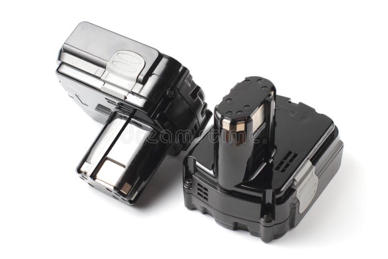 Lithium Battery for Hand Tools or Equipment, White Background, Isolate Stock Photo Image of