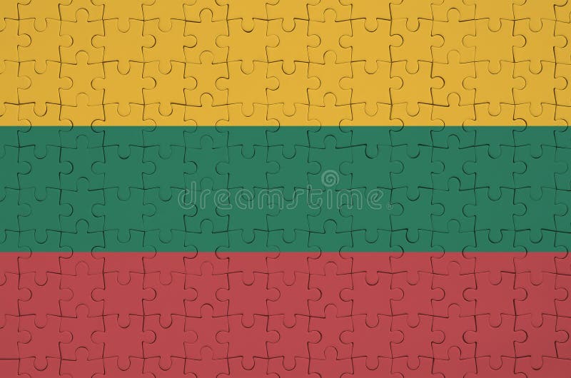 Lithuania flag is depicted on a folded puzzle vector illustration