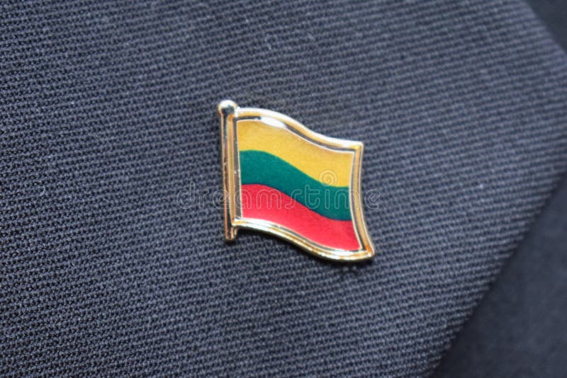 Lithuania Flag Lapel Pin on a Suit Stock Photo Image of background